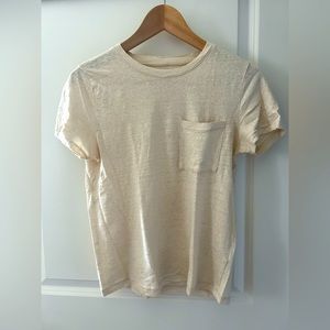 J Crew Linen T-Shirt Cream S